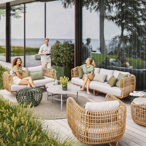 Outdoor sofa rattan chair coffee table set minimalist casual courtyard cabin balcony furniture villa indoor chair