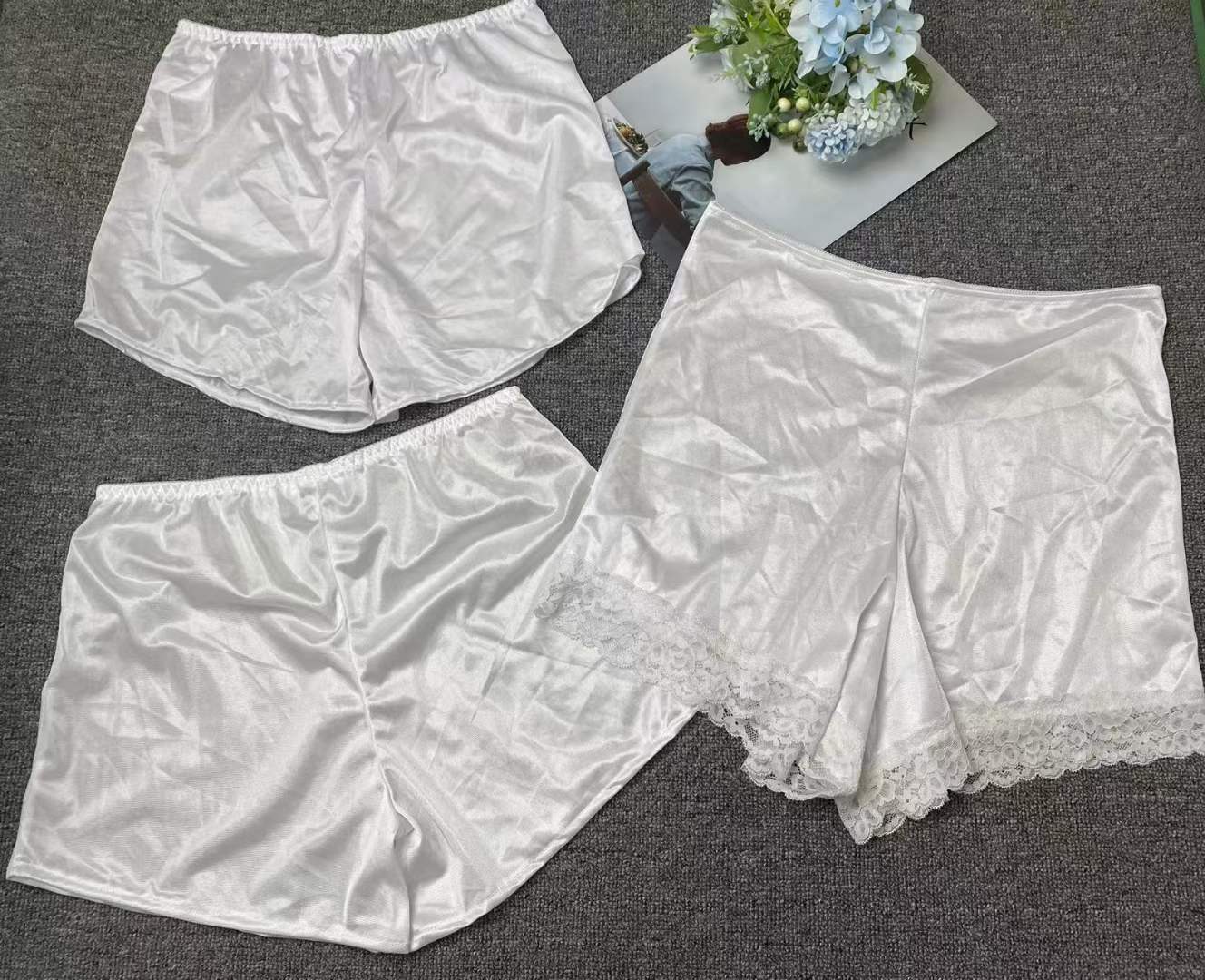 Pijama boxeador blanco mixto pantalones de seguridad anti-exposición de verano polainas delgadas pantalones de seguridad boxeador de cintura baja para mujeres