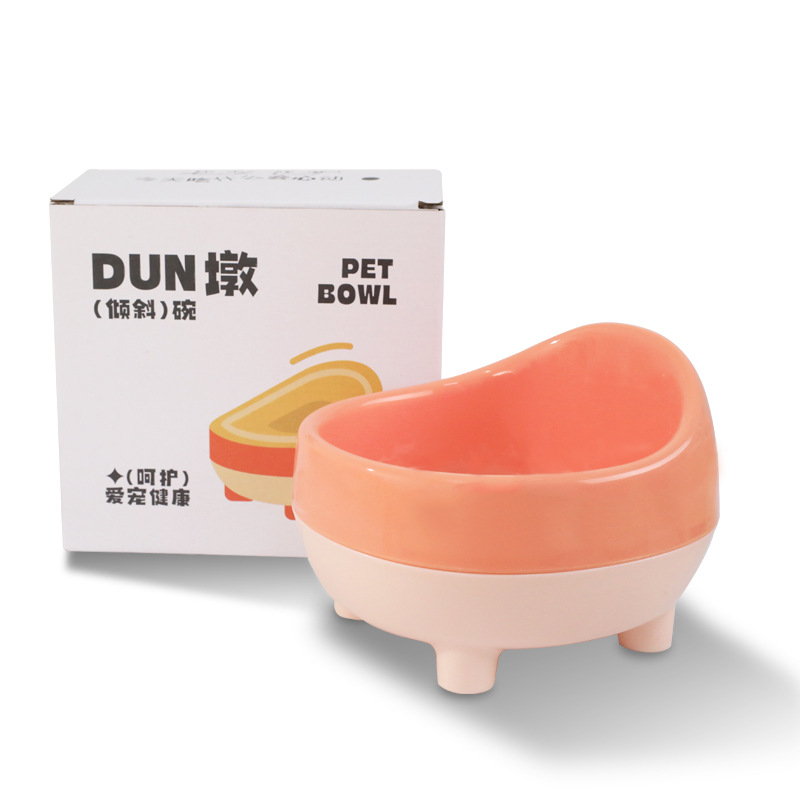 Cuenco de gato para mascotas de gran calibre, cuello, boca oblicua, cuenco de muelle lindo, cuenco de comida para gatos, utensilios de comida para mascotas, cuenco para perros, cuenco para perros