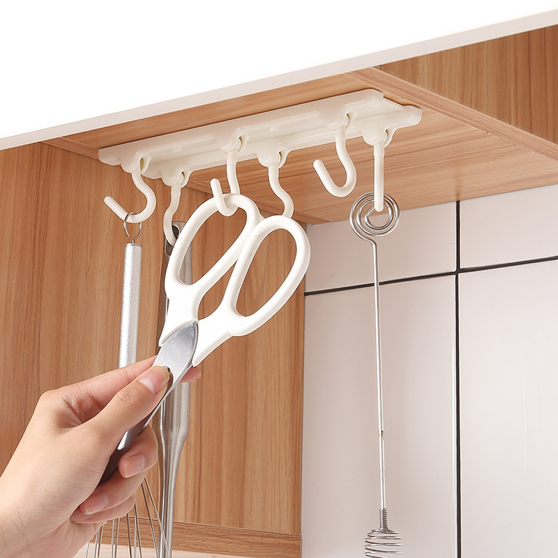 Japanese-Style Kitchen Cabinet Bottom Hanging Adhesive Hooks Kitchen Ceiling 6-Hook Adhesive Ceiling Hooks Plastic Rice Wood 666 Japanese-Style Kitchen Cabinet Bottom Hanging Adhesive Hooks Kitchen Ceiling 6-Hook Adhesive Ceiling Hooks Plastic Rice Wood 666