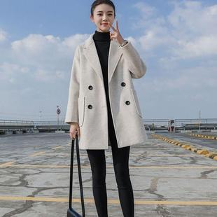 Woolen Coat Women's Mid-length 2022 Autumn and Winter New Korean Style Loose Hepburn Style Cocoon-shaped Woolen Coat for Petite