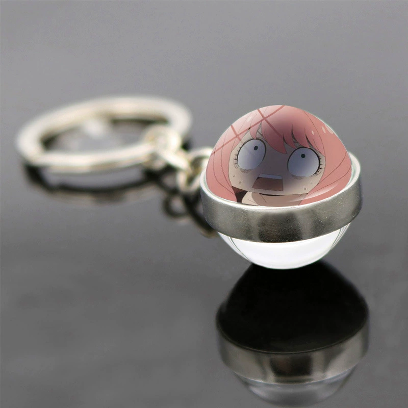Double-sided glass pendant for keys, keychain, accessory