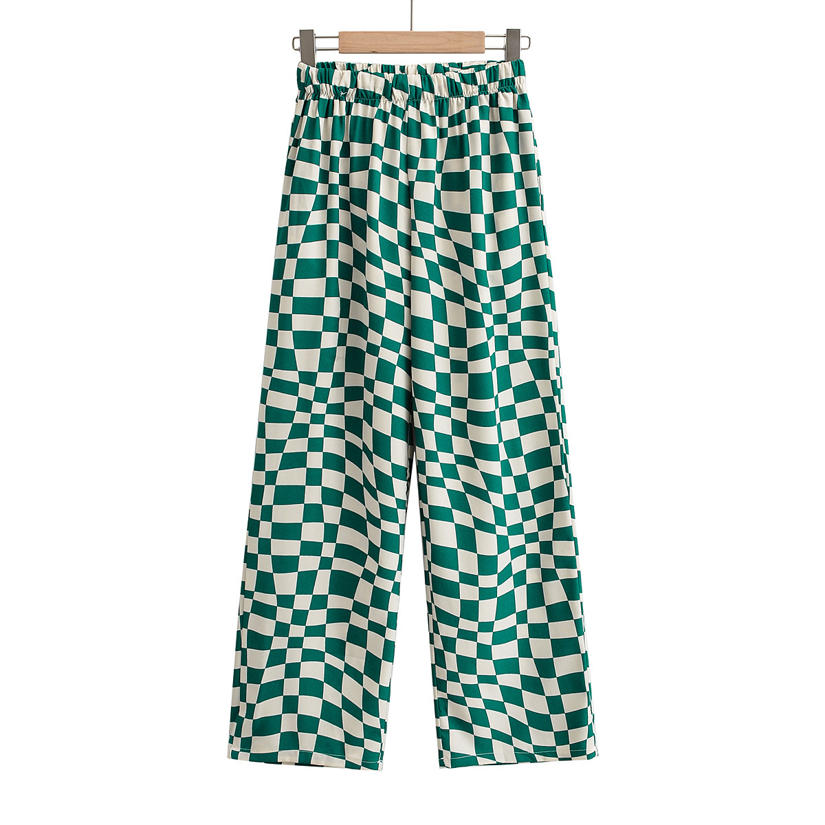 Checkerboard Printed Shirt Loose Trousers Set NSLQS101832