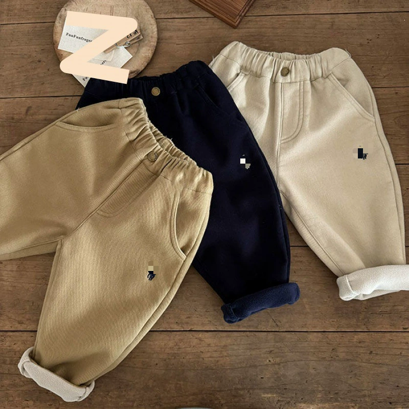 Children's winter trousers for boys, velvet leggings for leisure, increased thickness