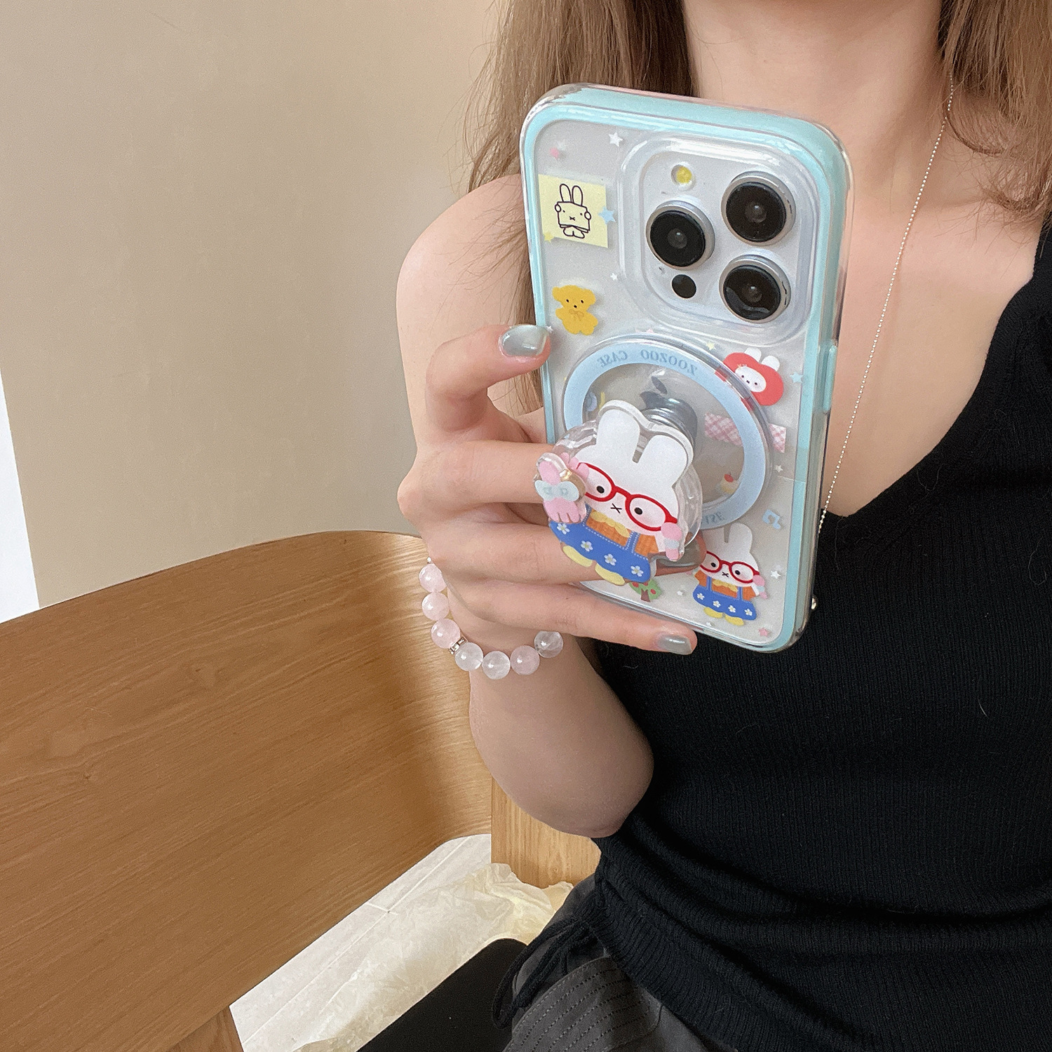 Divertido y lindo conejo dos en uno para Apple 16ProMax funda para teléfono móvil 15Pro lindo 14/13 chica 16