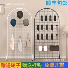 工厂直销袜子展示架圆形落地货架网格移动超市饰品挂网作品展示铁