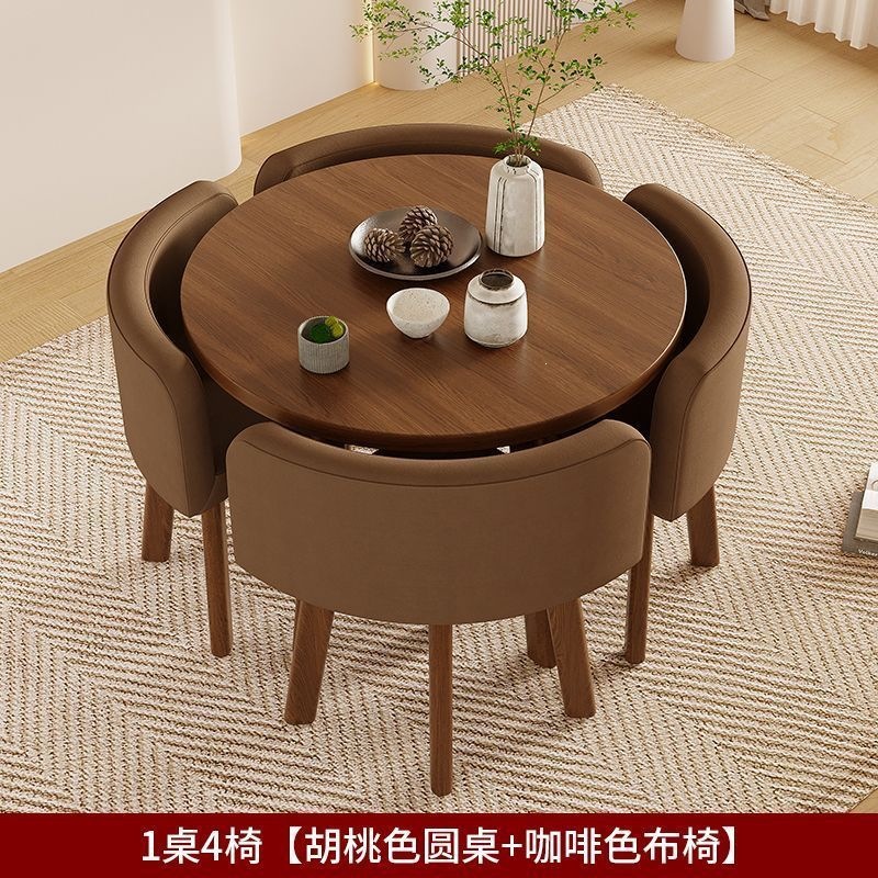 Mesa de comedor doméstica simple y moderna, mesa de comedor, mesa de comedor, mesa de comedor, mesa redonda de sala de estar, silla de comedor de almacenamiento completo image 18