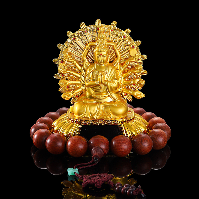 Car solar wheel car decoration alloy double-sided thousand-handed Guanyin ornaments car interior accessories decoration car ornaments
