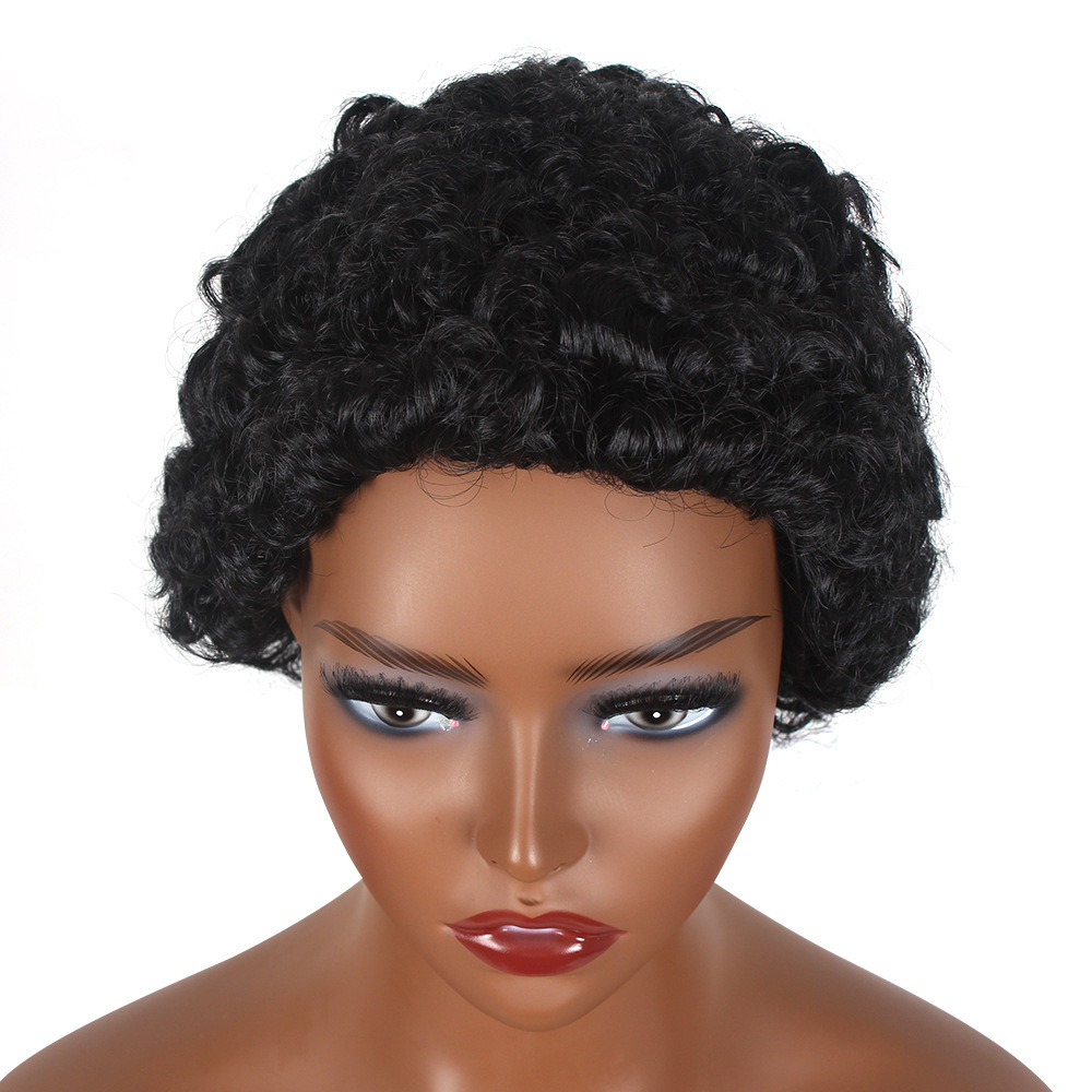 Pelucas cortas y rizadas para mujer, fibra sintética, afro, pelucas pequeñas y rizadas._voghion.com
