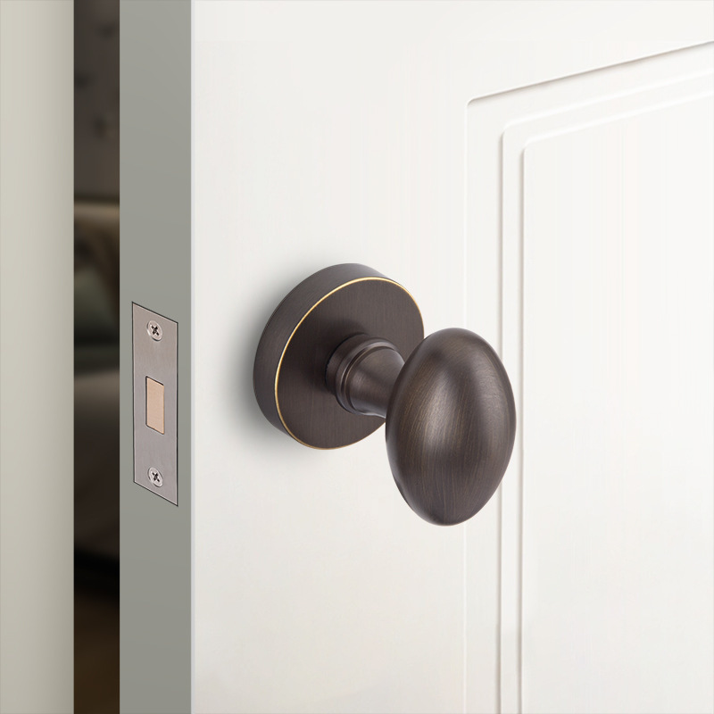 Pure Copper Nordic Room Door Invisible Door Lock Indoor Single Side Lock Background Wall Door Hidden Lock Concealed Oval Goose Egg Lock