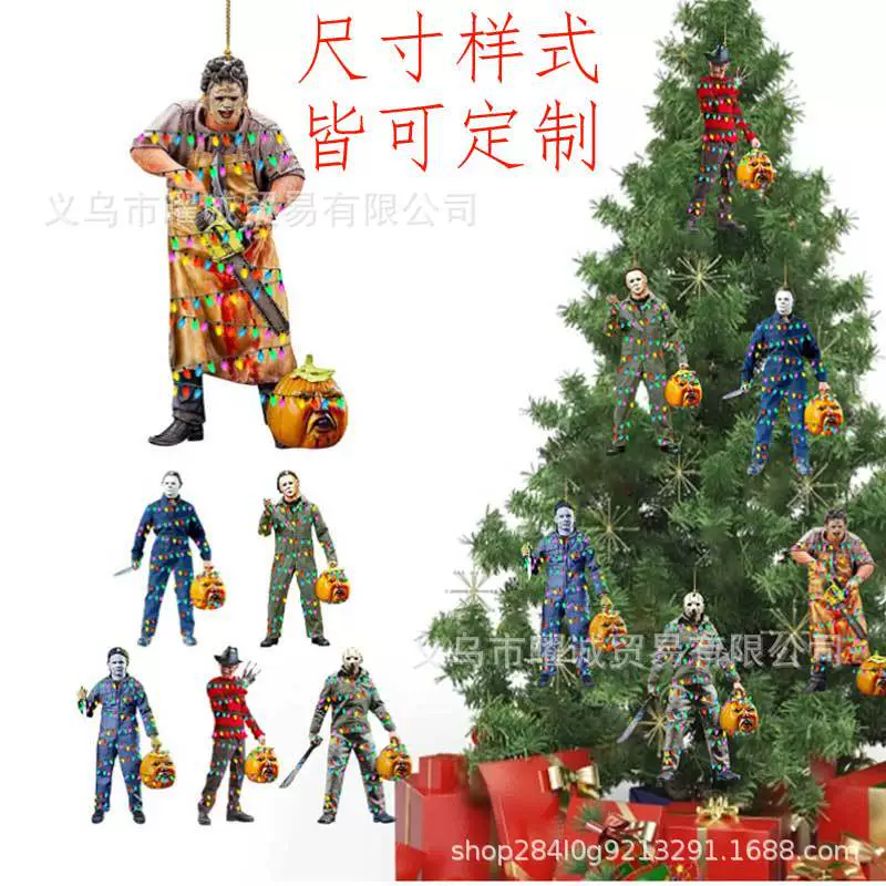 DIY фильм ужасов акриловый плоский кулон украшение рождественской елки автомобиль зеркало заднего вида Кулон Коллекция Хэллоуин