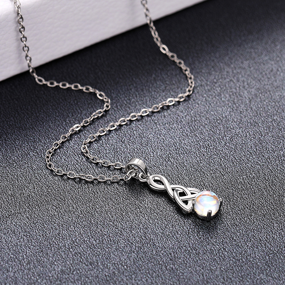 Moonlight Stone Necklace Set With Triangle Twisted Earrings_voghion.com