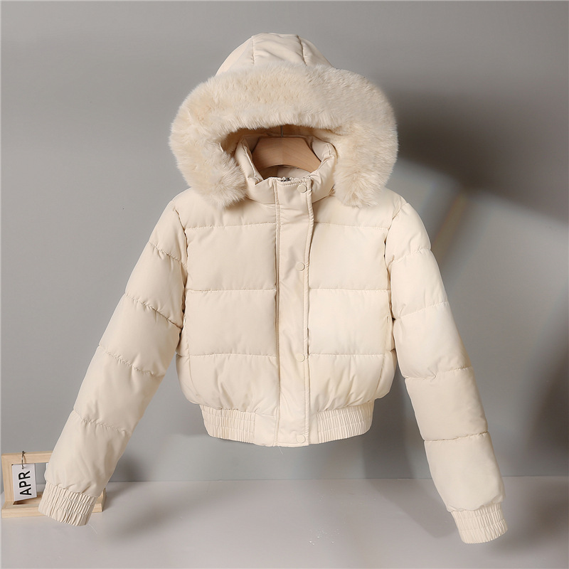 2025 nuevo abrigo de algodón de pluma para mujeres invierno corto de algodón grueso estilo coreano suelto chaqueta de algodón con capuchón pequeña moda