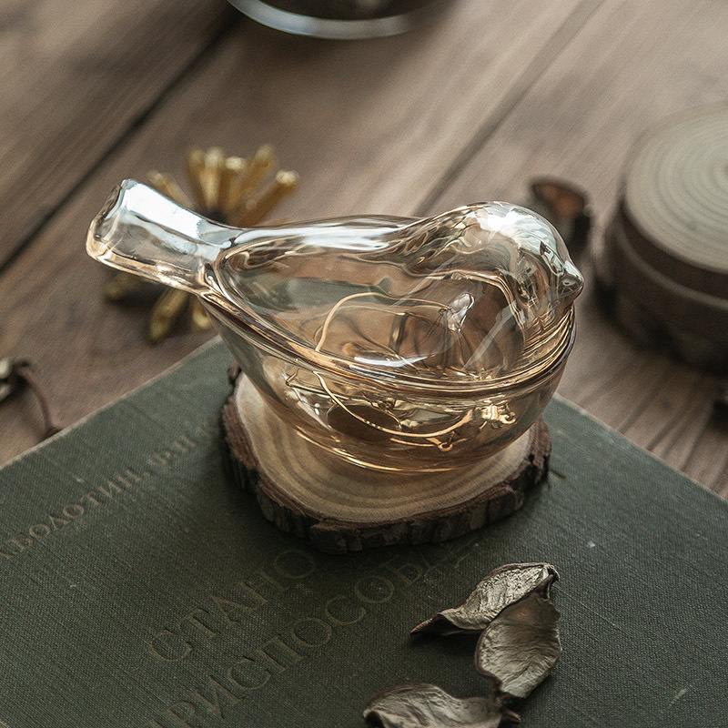 Vintage Amber Color Bird Glass Earrings, Studs, Rings, Necklaces, Children's Hair Accessories, Storage Box