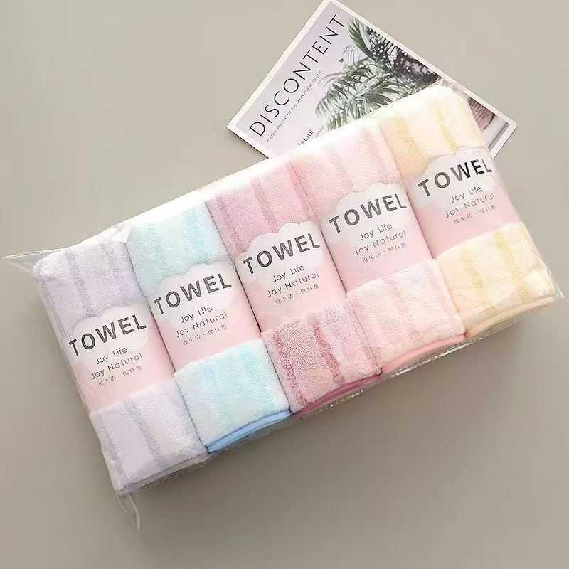 Warp Knitted Coral Velvet Towel Stripesd Popular Towel Event Gift Soft Absorbent Souvenir Towel 5 Pack