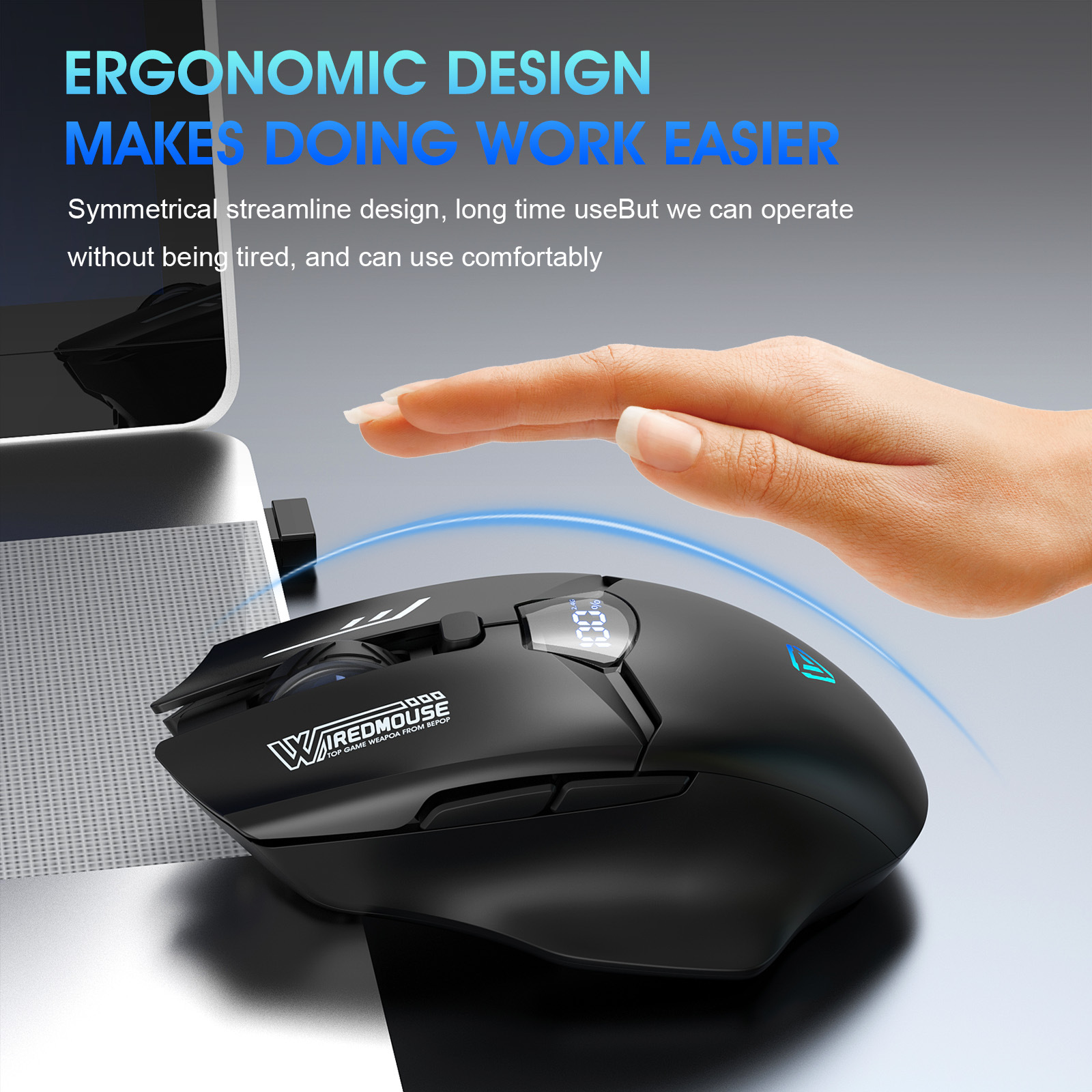 Wireless Bluetooth Dual-Mode-Maus mit Ladefunktion, leise, Gaming, intelligente Bildschirmanzeige, Computer-Monitor-Maus für grenzüberschreitenden Handel