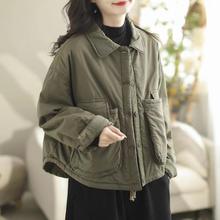 日系高端外贸出口尾单夹棉外套女复古加厚大口袋休闲保暖棉袄上衣
