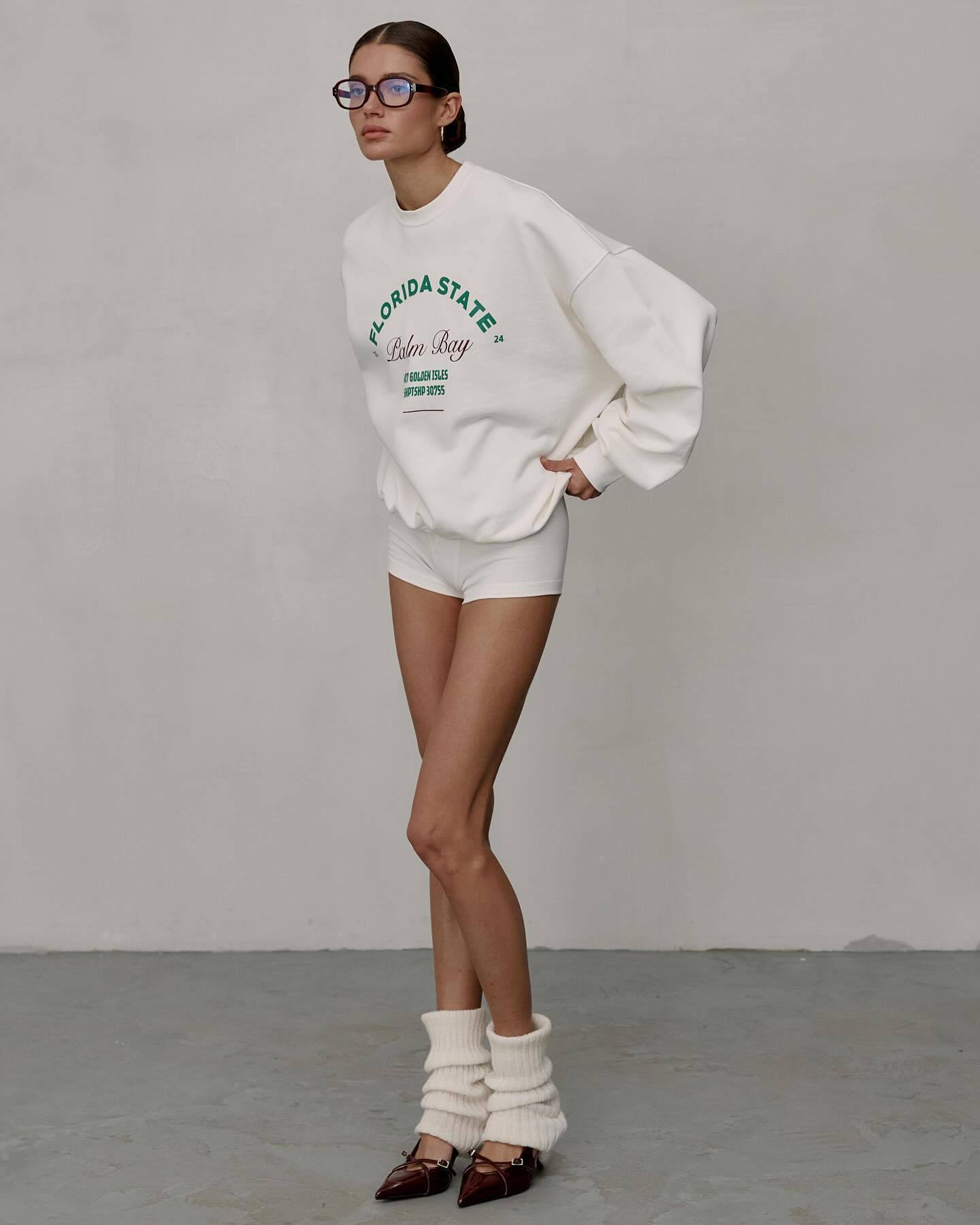 Felpa girocollo casual con stampa di lettere di base per donna, versatile e ampia, unisex, primaverile e autunnale_voghion.com