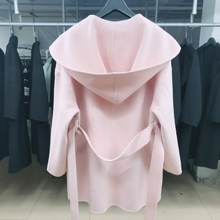Spot Dalian nss autumn and winter spot long women's hooded loose version double-sided cashmere coat wool outside