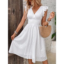 M 16123 V Neck Solid Color Midi Dress ��ɫ�B��ȹ �羳�W