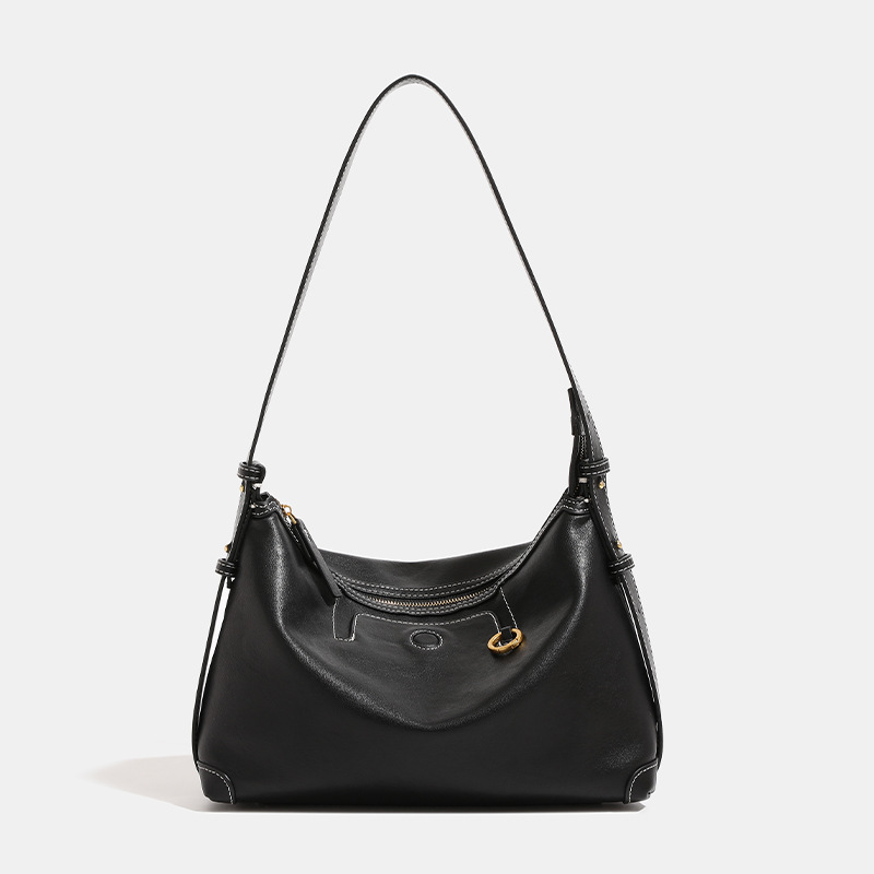 Tracking Series Light-Colored Vegetable Tanned Leather Hobo Bag For Women, Suede Underarm Bag, Commuter Dumpling Bag, Shoulder & Crossbody Versatile Bag - Thumbnail 6