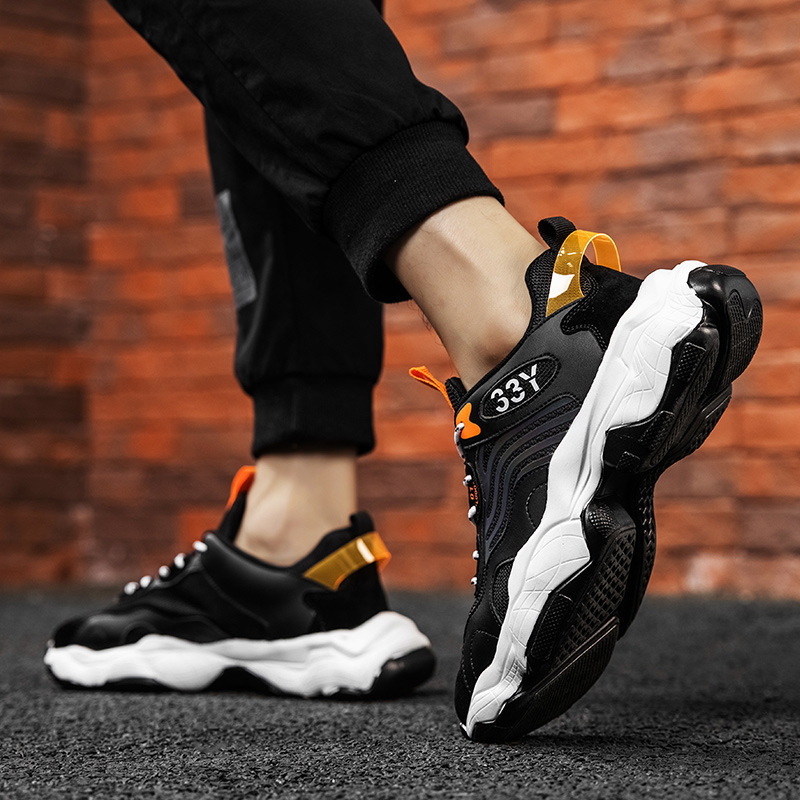 Color matching platform sports clunky shoes 2021 spring new trendy ins casual shoes personality Fashion running men's shoes