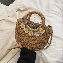 草编包新款时尚个性DIY花朵包潮单肩包洋气斜挎包海边度假沙滩包