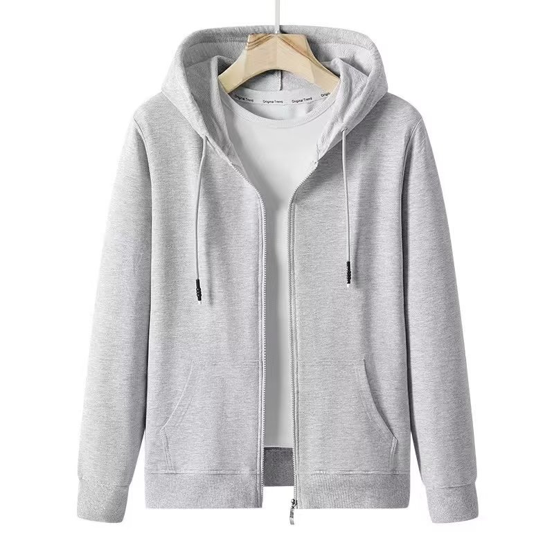 가을 후드 코튼 솔리드 컬러 긴팔 스웨터 남자의 지퍼 카디건 재킷 유행 캐주얼 남자의 봄과 가을 스포츠 재킷