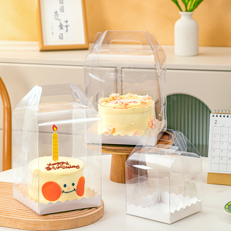 蛋糕盒批发四寸手提蛋糕盒子千层慕斯透明2六寸甜品一次性打包盒