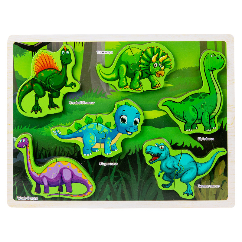 Educación temprana iluminación de madera tridimensional animal tráfico mar puzzle juguetes para niños pequeños puzzle juguetes de bloques para bebés