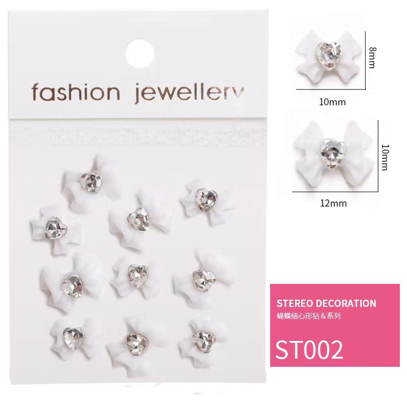 Celebridad en línea guerrero arco accesorios de uñas super flash todo partido tridimensional pila diamante amor accesorios de uñas al por mayor