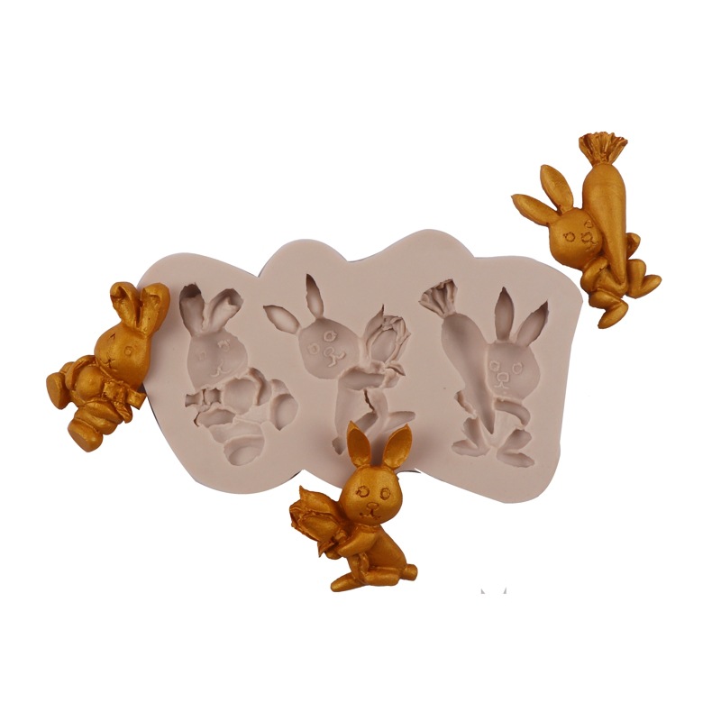 Nuevo vestido de Pascua molde pastel conejo rábano chocolate silicona DIY epoxi fondant molde