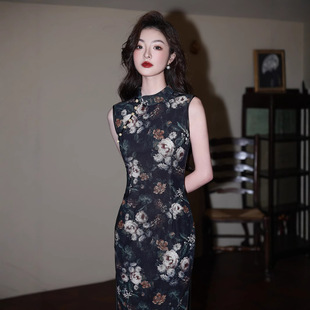 Chinoiserie Improved Cheongsam 2025 New Sleeveless Young Retro Elegant Republic of China Print Daily Wearable Dress for Women