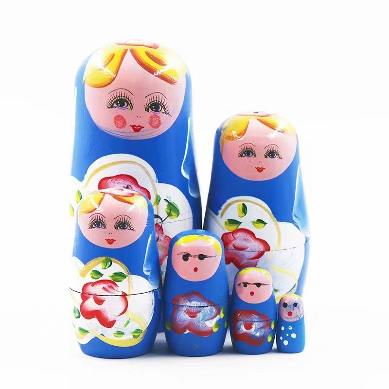 6層のロシアのマトリョーシカ人形、手描きの塗装、屋台の商品、木製工芸品、置物、おもちゃ、卸売、子供向けギフト|undefined
