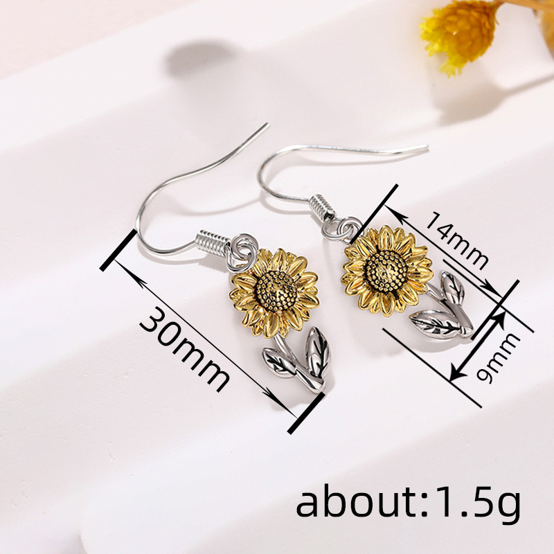 5g Weight 1 Pair Pastoral Flower Copper Drop Earrings