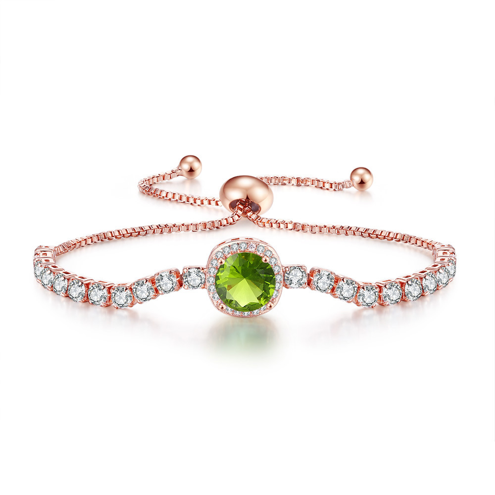 Bracciale a catena con pietra di nascita in zircone per donna_voghion.com