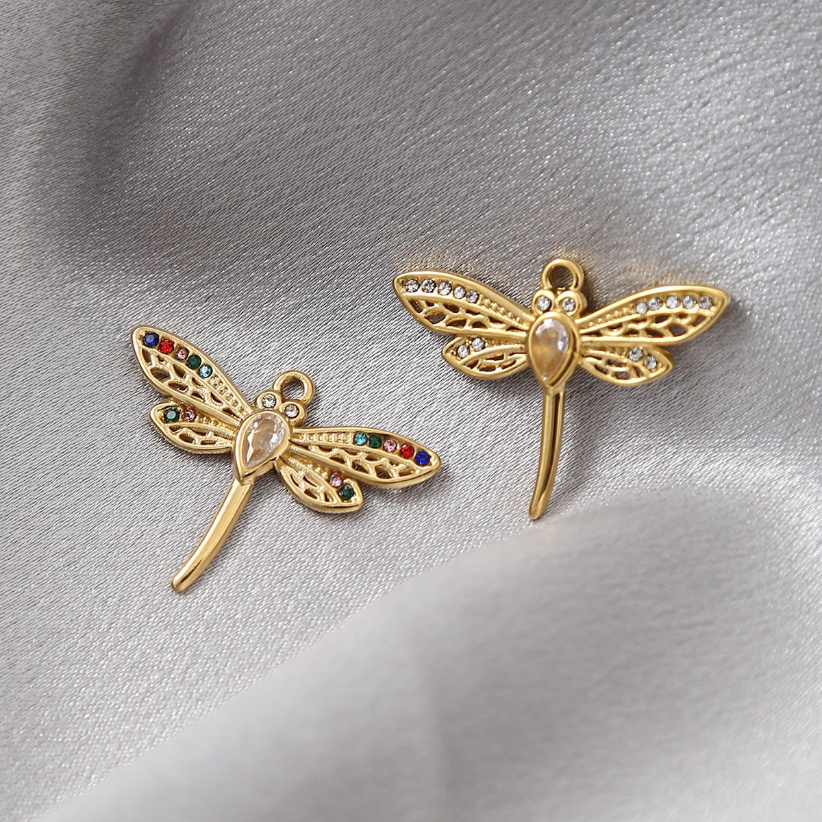 4g Weight Pendant Jewelry Making Type 20 * 27mm Jewelry Making Size Zircon Inlay Material Jewelry Accessories Classification 304 Stainless Steel Material Dragonfly Pattern All Seasons Season Plating Design Elegant, Glam Style 20 * 27mm 304 Stainless Steel Zircon Dragonfly Pendant Jewelry Accessories 1