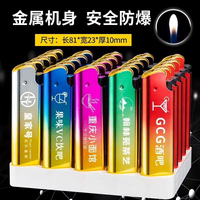 encendedor de rueda de abrasión de metal tipo polea engranaje de roca de encendido mayorista impresión publicidad de fuego abierto distribución mayorista