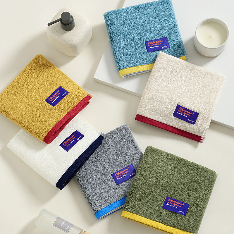 New Pure Cotton Color-Blocked Square Towel 34*34, Thickened 70g, Good Water Absorption, Soft and Skin-Friendly, Simple Design, Multiple Colors Available
