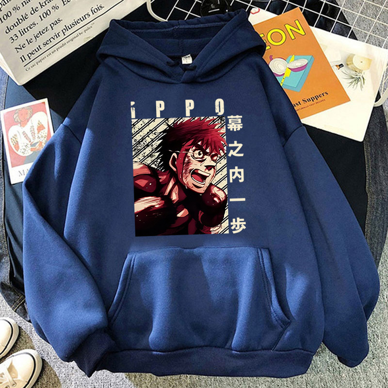 New Anime Retro Ippo Makunouchi Print Hoodies Women Causal