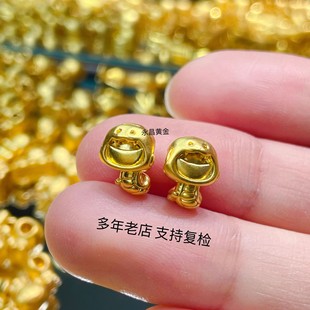 Pure Gold 999 Bring in Wealth and Treasure Snake Yuanbao Snake Transfer Beads Year of the Snake Bracelet Gold Zodiac Year Red Rope DIY Accessories Braided Rope