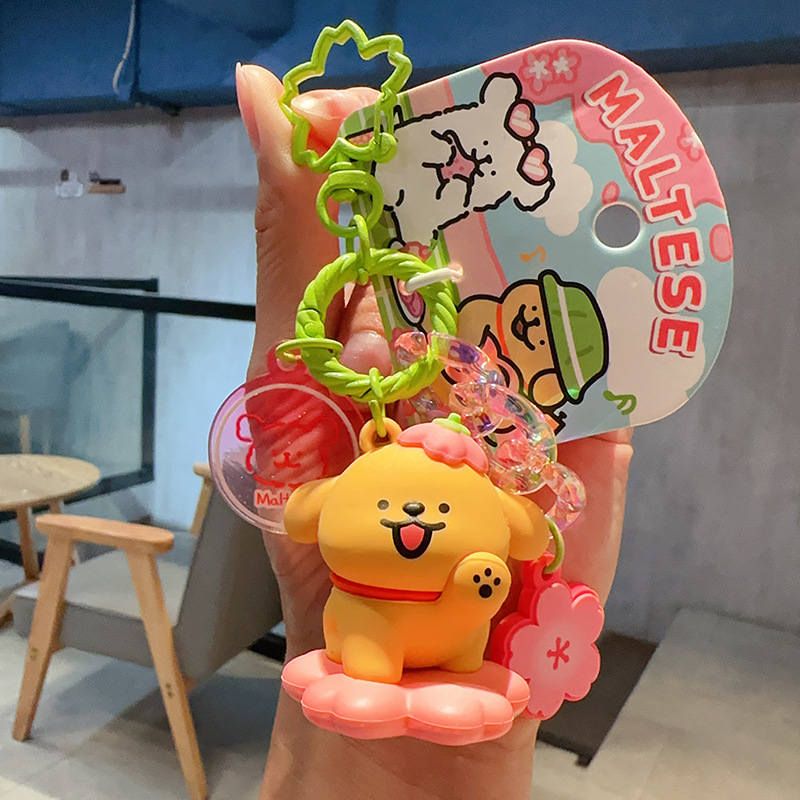 진짜 봄 벚꽃 라인 강아지-노란 개 손짓