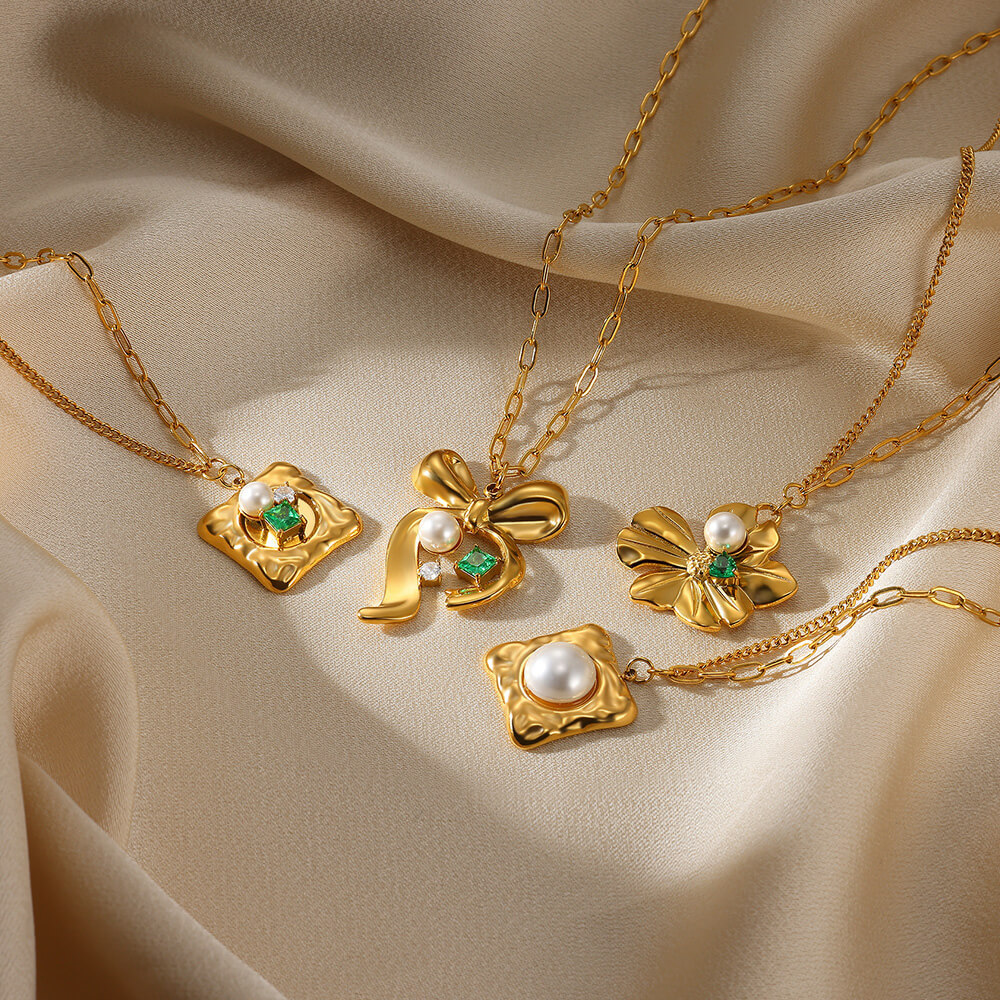 Carré Star Fleur Style IG Acrylique Perle Zircon Acier Inoxydable 304 Pendentif Incruster Fermeture À Boucle De Type Homard display picture 5