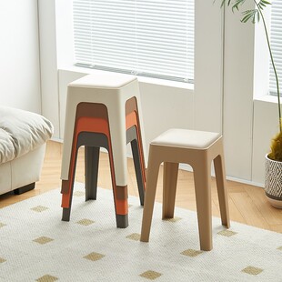 Soft-Packed Stools for Home Use, Stackable Spare Thickeneded Plastic Square Stools, High Benches for Adults, Sturdy Living Room Dining Tables and Chairs