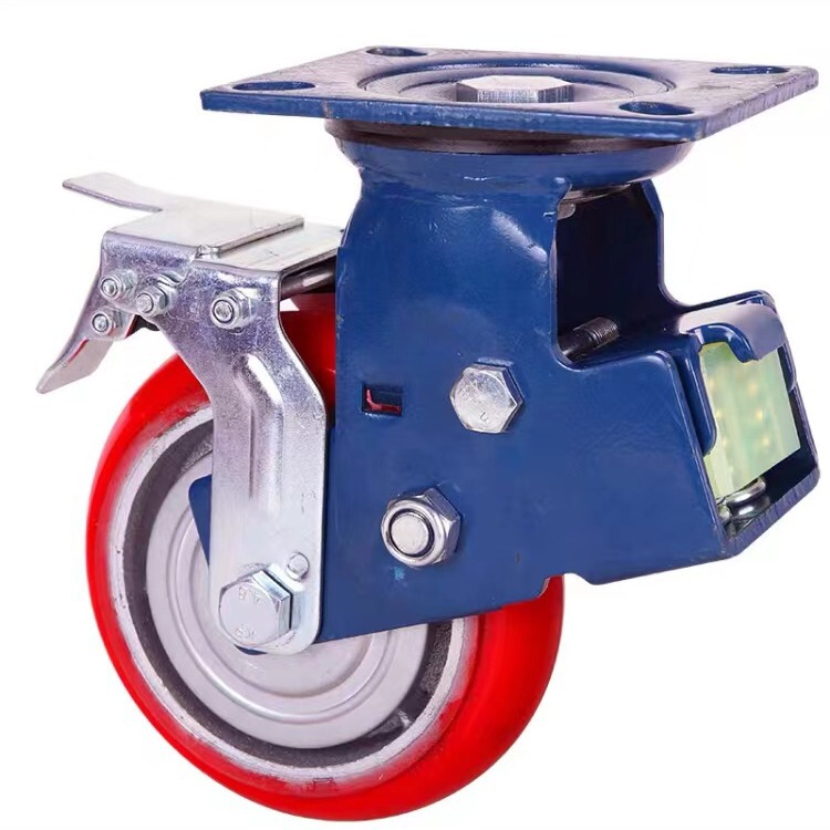 5 inch double spring shock absorption caster iron core polyurethane heavy duty caster 6 inch 8 inch shock absorption universal wheel brake wheel