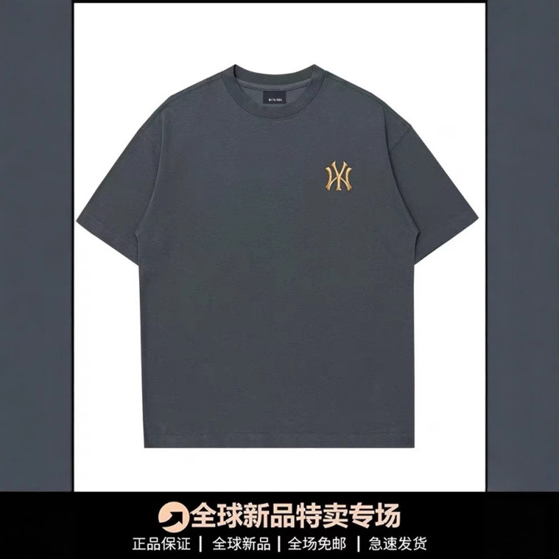 MLBNY棉短袖T恤男夏季240g重磅宽松情侣半袖时尚抗皱刺绣上衣女