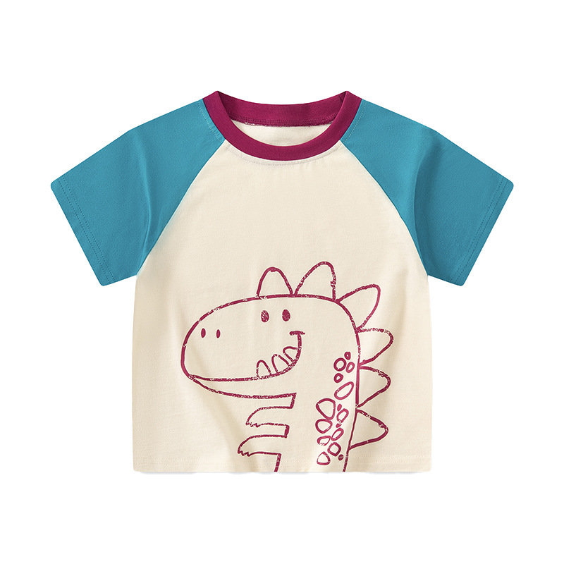 Betop comercio exterior ropa para niños verano nuevo estilo para niños camiseta de manga corta niños ropa de bebé dibujos animados superior de dinosaurio al por mayor