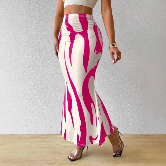 European and American Women's Clothing Amazon Cross-border Explosive 2025 Zebra Pattern Tight High Waist Fishtail Fashion Skirt