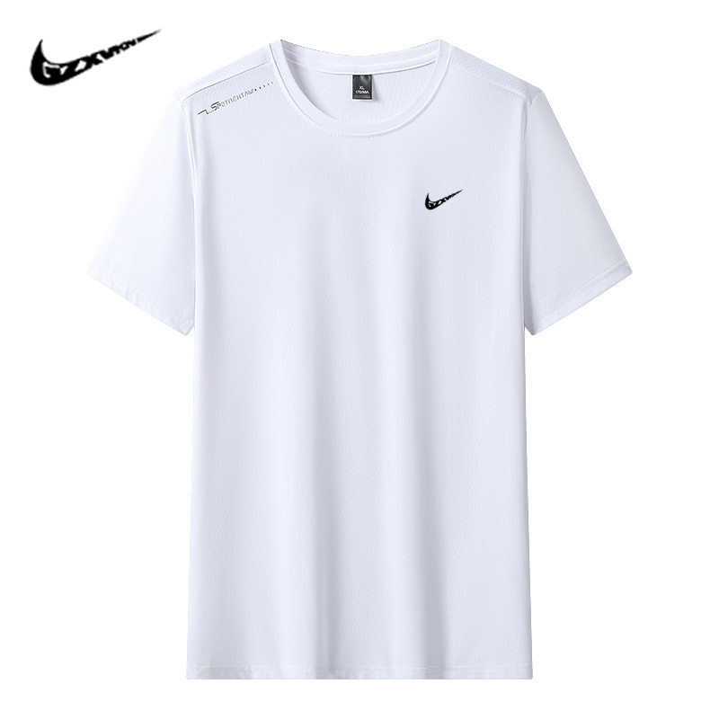 Summer New Ice Silk Short-sleeved T-shirt Men's Thin Round Neck Loose Sports Casual Quick-drying Half-sleeved Men's T-shirt