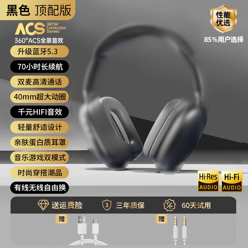 2025新款头戴华强北蓝牙耳机P9proMax适用ios15无线耳机iPhone16|undefined